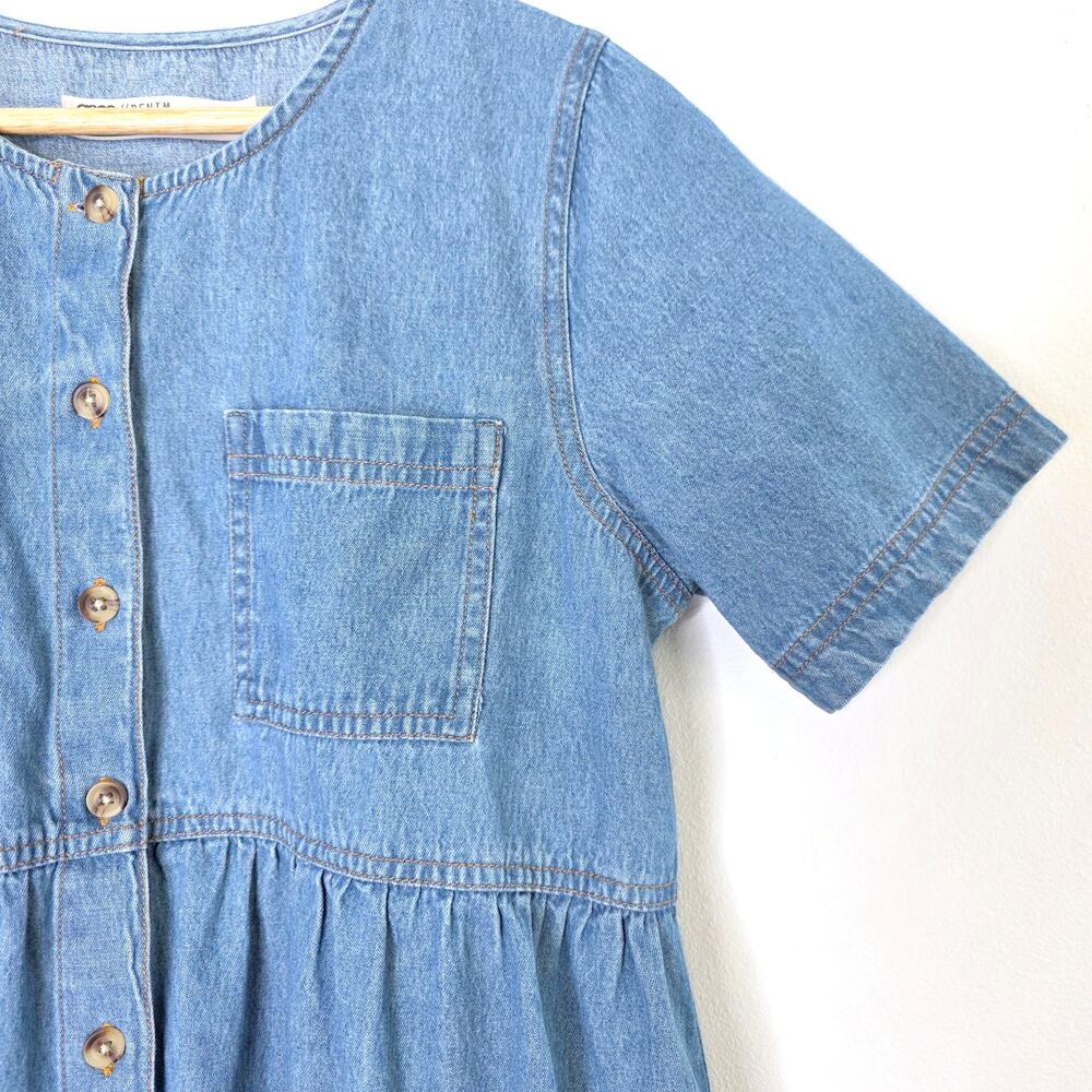 ASOS Maternity Blue Denim Button Down Smock Babydoll Mini Dress 8 MAMA Utility - Picture 4 of 9